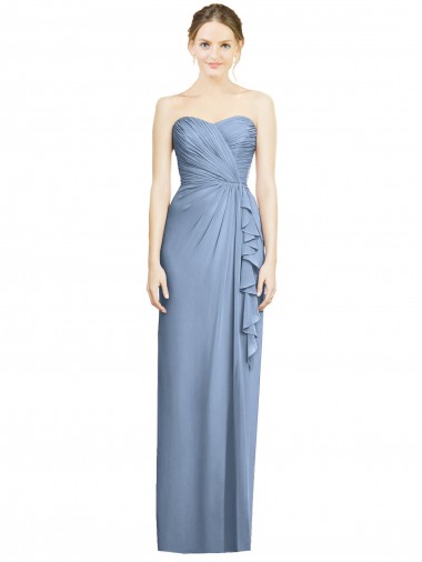 Dusty Blue Strapless Sleeveless Sheath Bridesmaid Dress Townsville