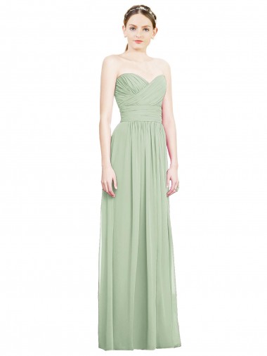 Sage Strapless Sleeveless Open Back A-Line Bridesmaid Dress Townsville