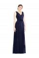 Dark Navy V-Neck Sleeveless A-Line Bridesmaid Gowns Townsville