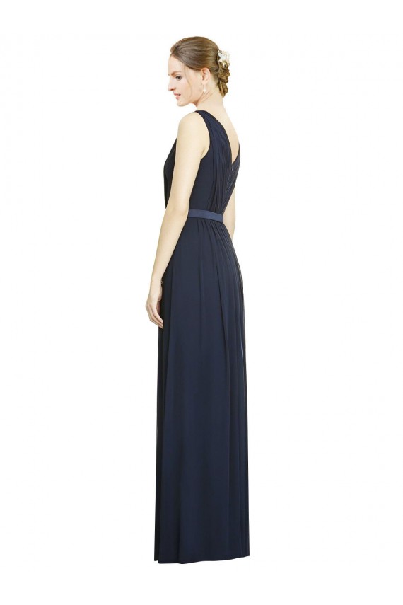 Dark Navy V-Neck Sleeveless A-Line Bridesmaid Gowns Townsville