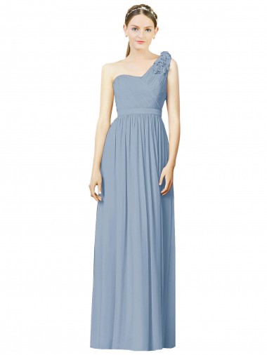 Dusty Blue One Shoulder Sleeveless A-Line Bridesmaid Dress Townsville