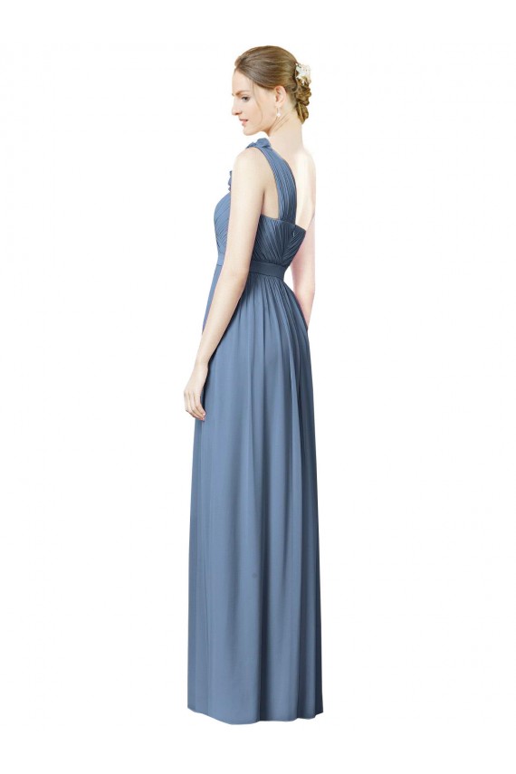 Dusty Blue One Shoulder Sleeveless A-Line Bridesmaid Dress Townsville