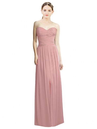 Dusty Pink Strapless Sleeveless A-Line Bridesmaid Dress / Evening Dress Townsville