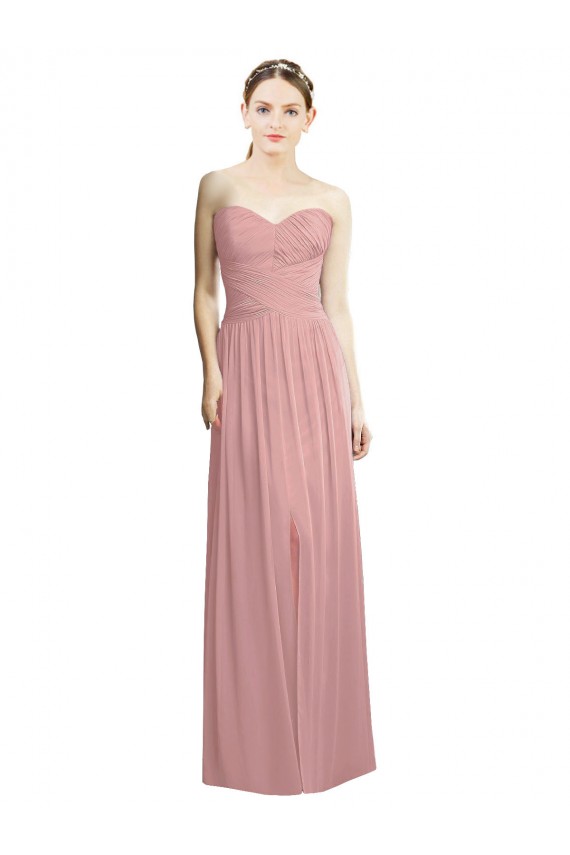 Dusty Pink Strapless Sleeveless A-Line Bridesmaid Dress / Evening Dress Townsville