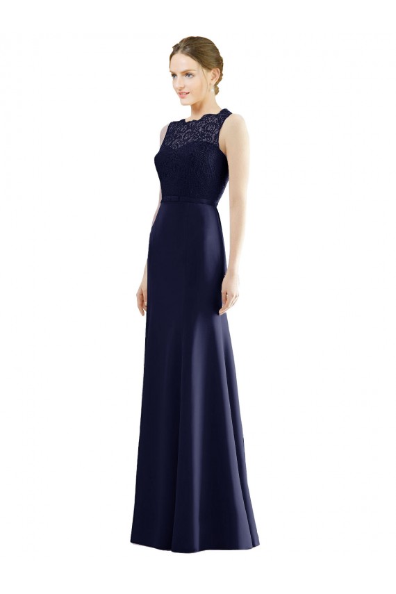 Dark Navy Illusion Neck Sleeveless Mermaid Bridesmaid Dress Townsville