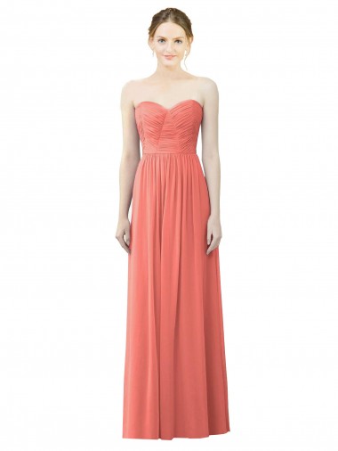 Coral Strapless Sleeveless A-Line Bridesmaid Dress Townsville