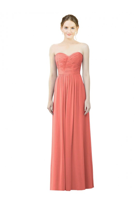 Coral Strapless Sleeveless A-Line Bridesmaid Dress Townsville