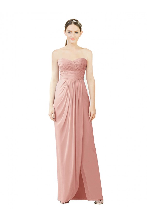 Bliss Pink Strapless Sleeveless A-Line High Low Bridesmaid Dress Townsville