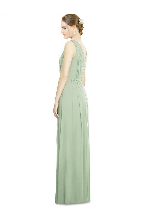 Sage V-Neck Sleeveless V-Back A-Line Bridesmaid Dress Townsville