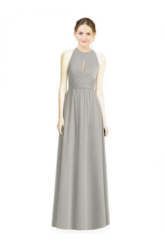 Silver Halter Neck Sleeveless A-Line Bridesmaid Dress / Evening Dress Townsville