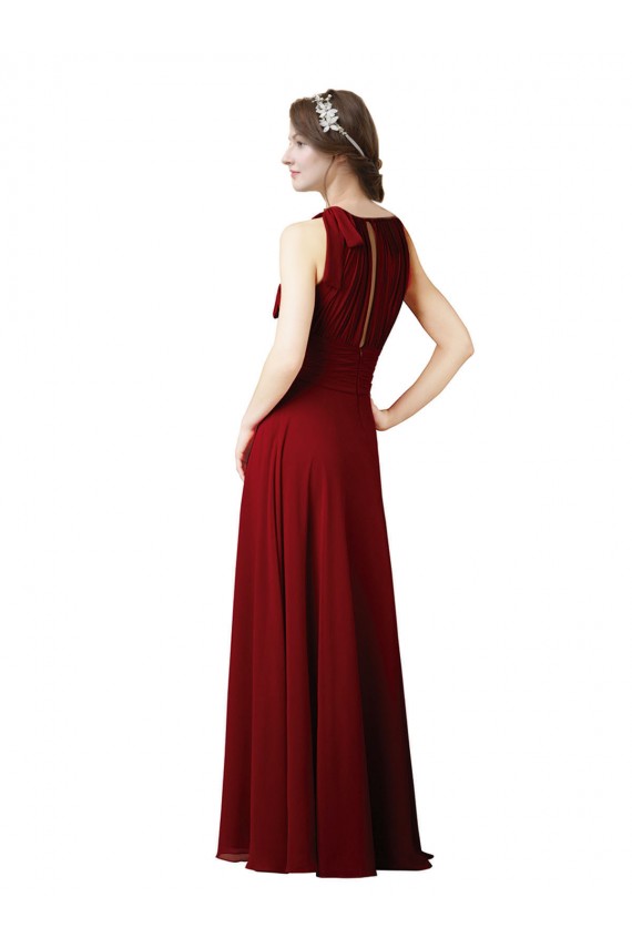 Burgundy Halter Neck Sleeveless Sheath Bridesmaid Dress Townsville