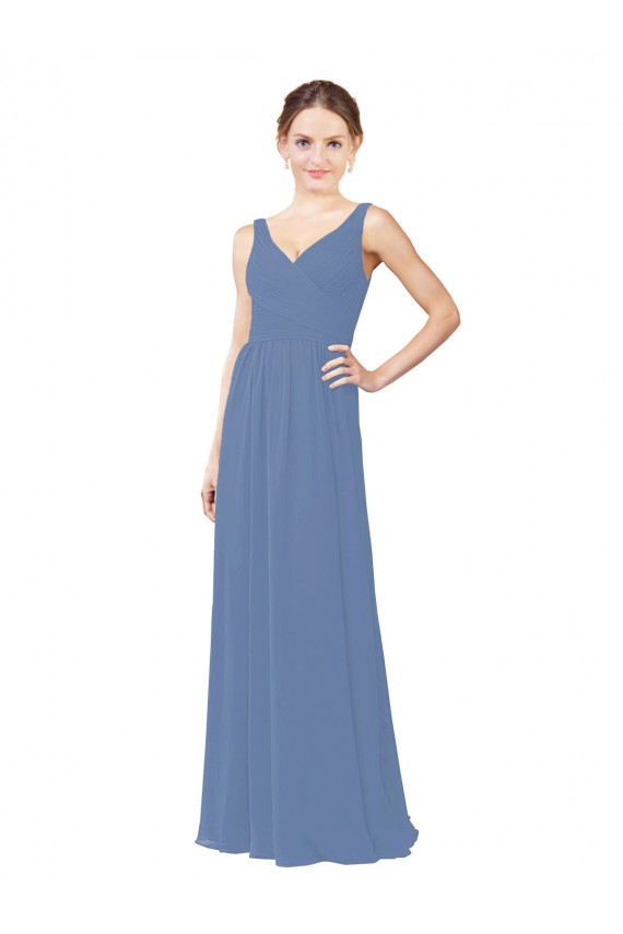Windsor Blue V-Neck Sleeveless Sheath Bridal Party Dress Townsville