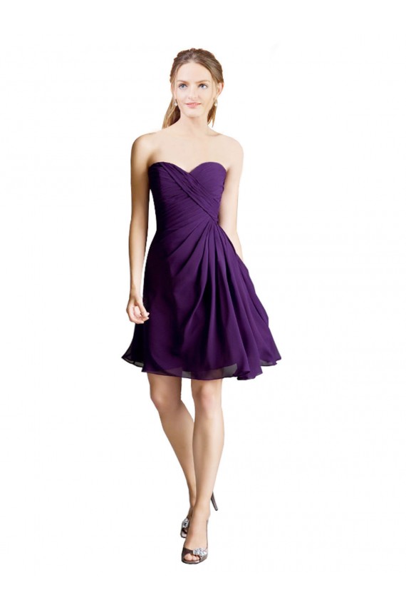 Purple Strapless Sleeveless A-Line Bridesmaid Dress Townsville