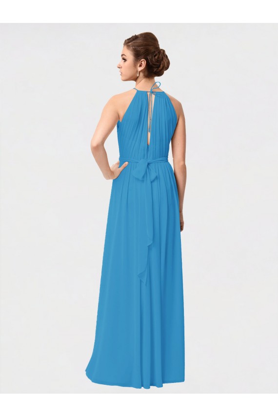 Burgundy High Neck Sleeveless A-Line High Low Bridesmaid Dress Townsville