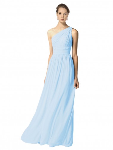 Light Sky Blue One Shoulder Sleeveless A-Line Bridesmaid Dress Townsville