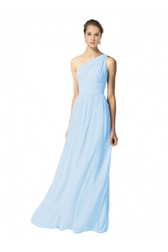 Light Sky Blue One Shoulder Sleeveless A-Line Bridesmaid Dress Townsville