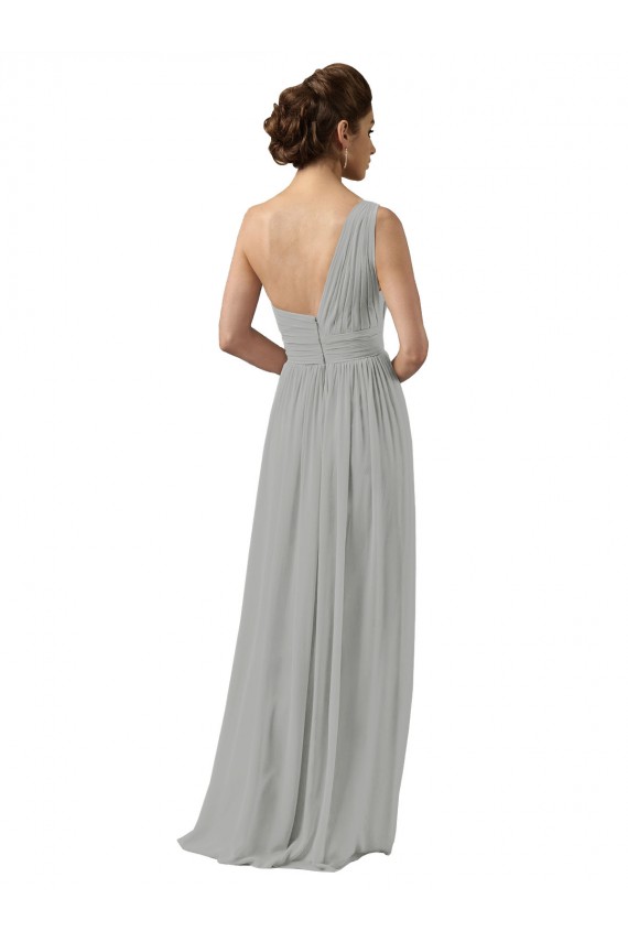 Silver One Shoulder Sleeveless A-Line Bridesmaid Dress Townsville