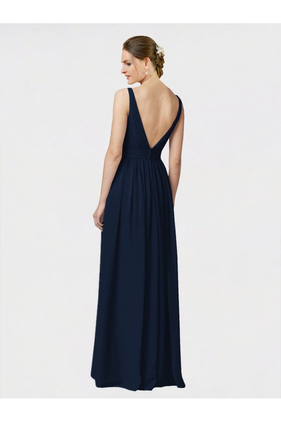 Dark Navy V-Neck Sleeveless A-Line Bridesmaid Dresses / Formal Dresses Townsville