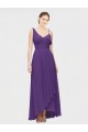 Plum Purple V-Neck Sleeveless A-Line High Low Bridesmaid Dress Townsville