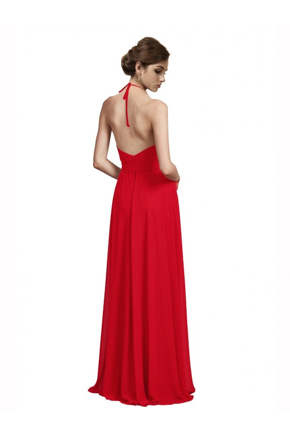 Red V-Neck Sleeveless A-Line Bridesmaid Dress Townsville