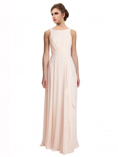 Cream Pink High Neck Sleeveless V-Back A-Line Bridesmaid Dress / Evening Dress Townsville