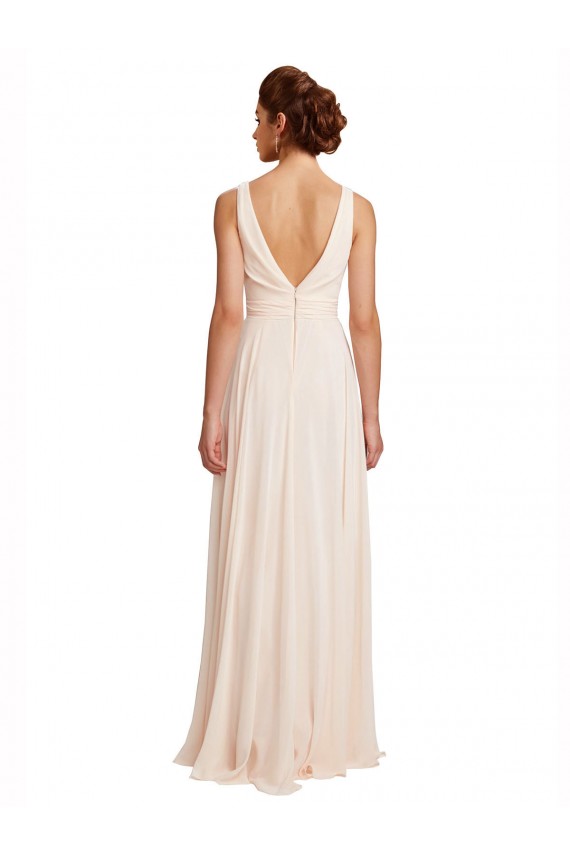 Cream Pink High Neck Sleeveless V-Back A-Line Bridesmaid Dress / Evening Dress Townsville