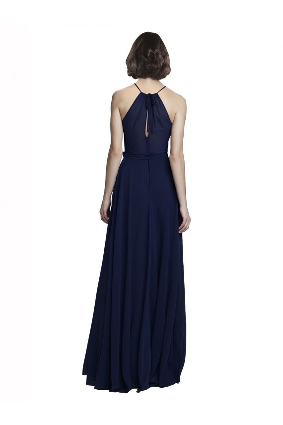 Dark Navy High Neck Sleeveless A-Line Evening Gowns / Bridesmaid Dresses Townsville