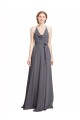 Slate Grey Halter Neck Sleeveless A-Line Bridesmaid Dress Townsville