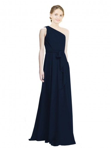 Dark Navy One Shoulder Sleeveless A-Line Bridesmaid Dress / Evening Dress Townsville