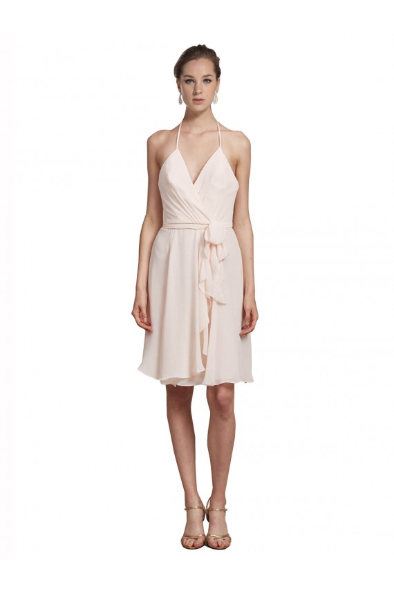 Cream Pink V-Neck Sleeveless A-Line Bridesmaid Dress Townsville