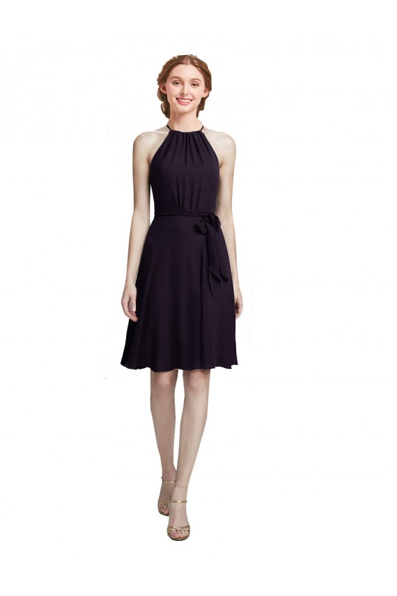 Grape High Neck Sleeveless A-Line Bridesmaid Dress Townsville