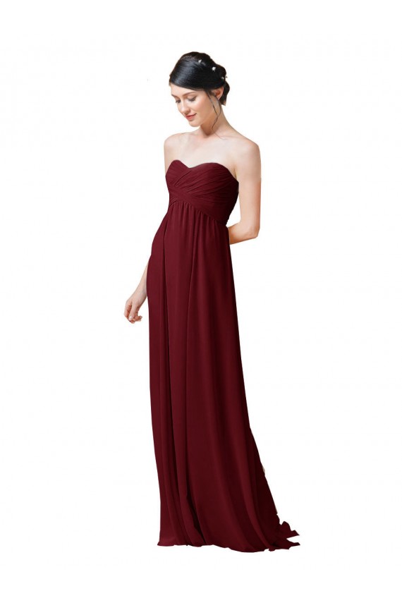 Burgundy Strapless Sleeveless A-Line Bridesmaid Dresses Townsville