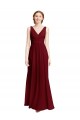 Burgundy V-Neck Sleeveless A-Line Bridesmaid Dress / Evening Gowns Townsville