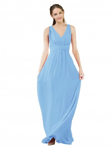 Periwinkle V-Neck Sleeveless A-Line Bridesmaid Dress Townsville