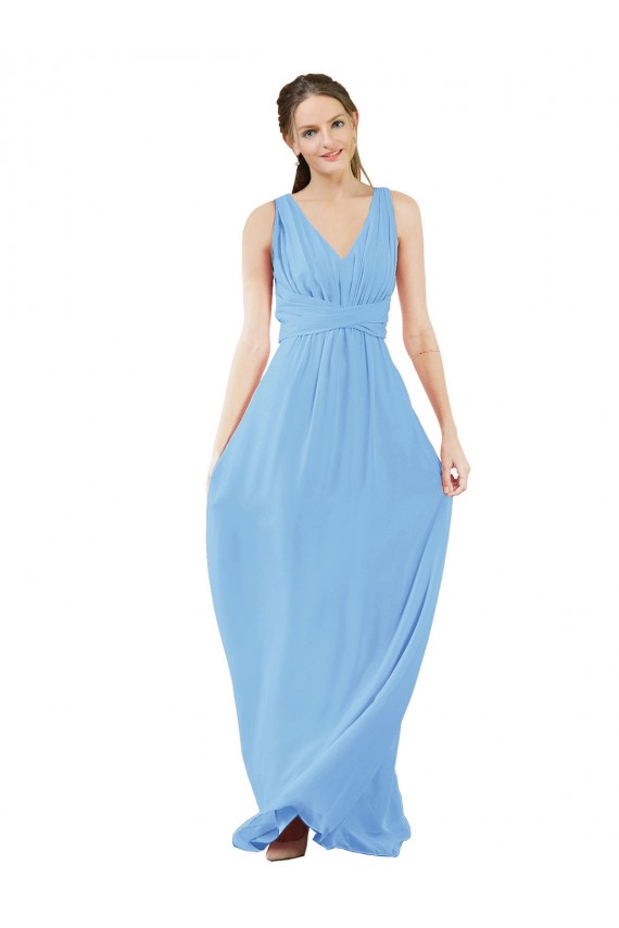 Periwinkle V-Neck Sleeveless A-Line Bridesmaid Dress Townsville