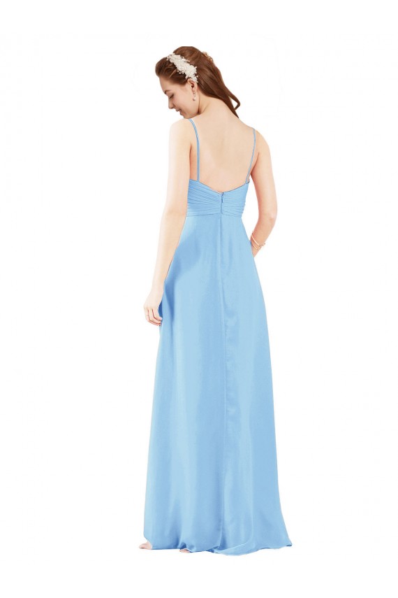 Periwinkle V-Neck Sleeveless Low Back Sheath Bridesmaid Dress Townsville