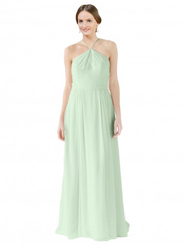 Sage Halter Neck Sleeveless A-Line Bridesmaid Dress Townsville