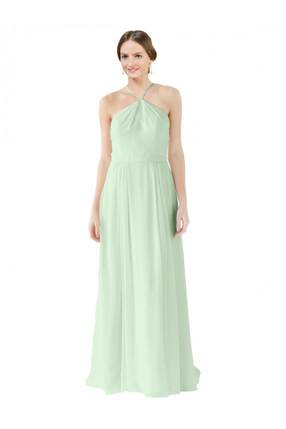 Sage Halter Neck Sleeveless A-Line Bridesmaid Dress Townsville
