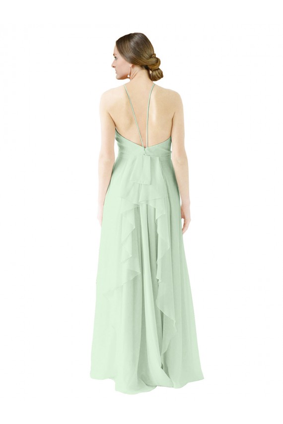Sage Halter Neck Sleeveless A-Line Bridesmaid Dress Townsville