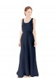 Dark Navy Scoop Neck Sleeveless Open Back A-Line Bridesmaid Dress Townsville