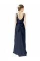 Dark Navy Scoop Neck Sleeveless Open Back A-Line Bridesmaid Dress Townsville