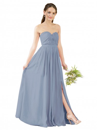 Dusty Blue Sweetheart Sleeveless Open Back A-Line Evening Gowns / Bridesmaid Dress Townsville
