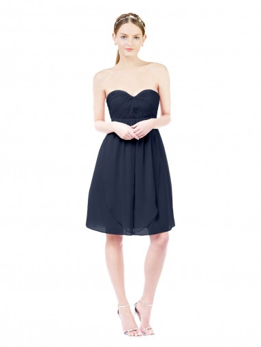 Dark Navy Sweetheart Sleeveless Open Back A-Line Bridesmaid Dress Townsville
