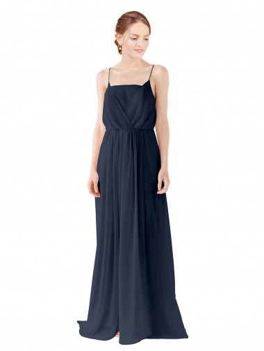 Dark Navy Spaghetti straps Sleeveless Open Back A-Line Bridesmaid Dress / Evening Gowns Townsville