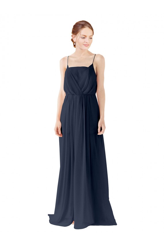 Dark Navy Spaghetti straps Sleeveless Open Back A-Line Bridesmaid Dress / Evening Gowns Townsville