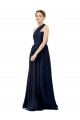 Dark Navy One Shoulder Sleeveless A-Line Bridal Party Dress / Evening Dress Townsville