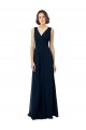 Dark Navy V-Neck Sleeveless V-Back A-Line Bridal Party Dress Townsville