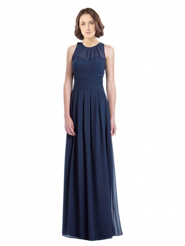 Dark Navy Halter Neck Sleeveless Keyhole Back A-Line Bridesmaid Dress Townsville