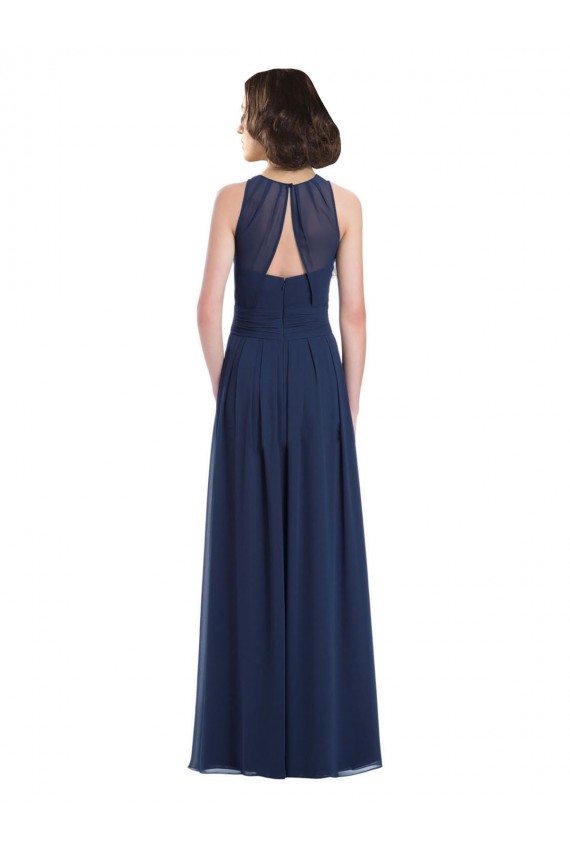 Dark Navy Halter Neck Sleeveless Keyhole Back A-Line Bridesmaid Dress Townsville