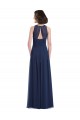 Dark Navy Halter Neck Sleeveless Keyhole Back A-Line Bridesmaid Dress Townsville